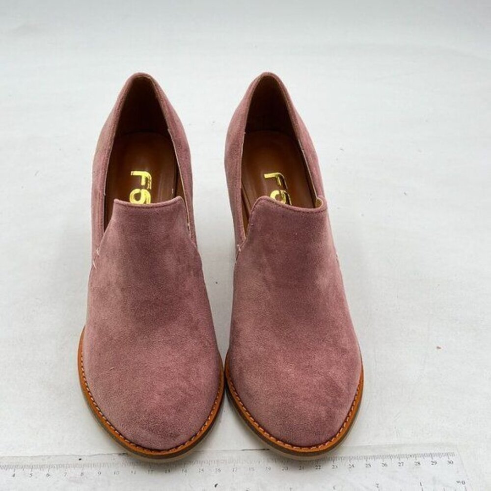 FSJ Pink Chunky High Heel Pumps Round Toe V Cut Slip On Loafers Vintage Shoes - Picture 3 of 7